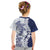 Polynesian Navy Blue Plumeria Lei Kid T Shirt with Hammerhead Shark