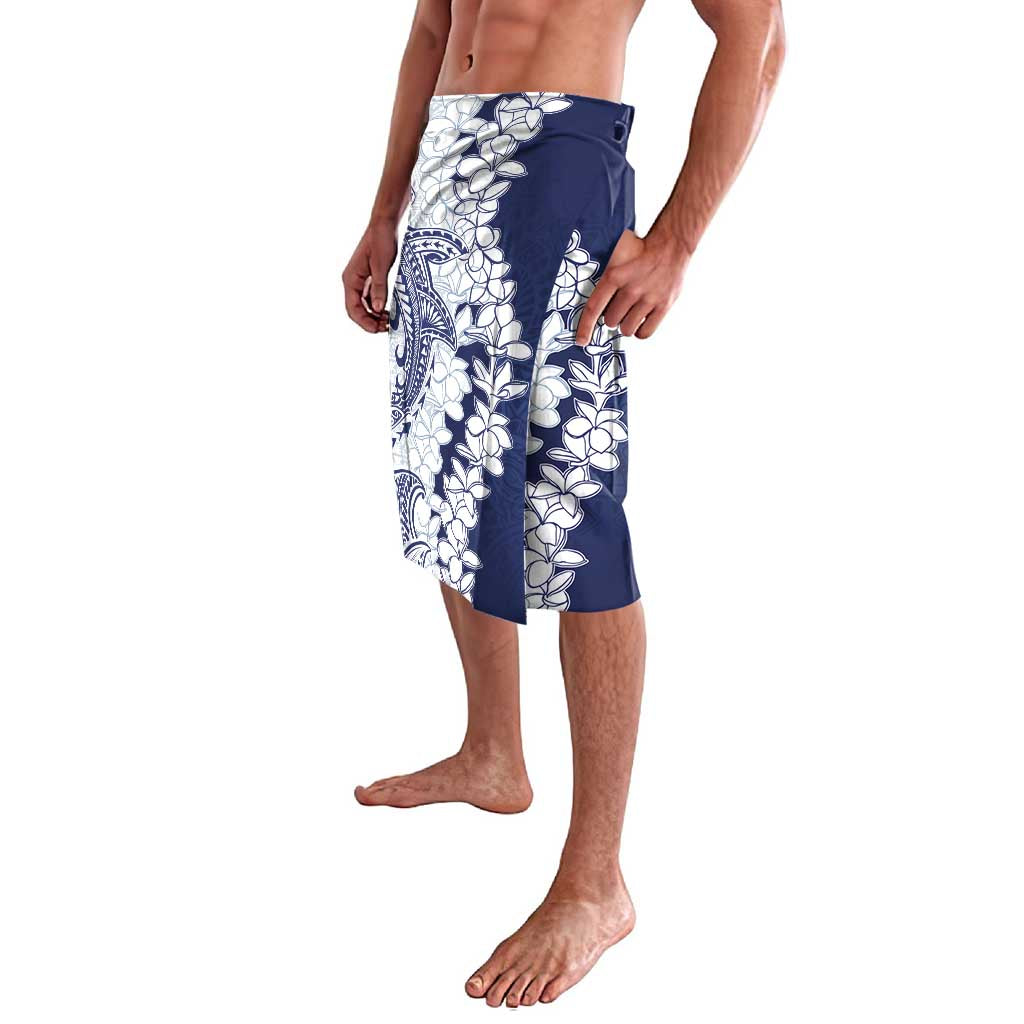 Polynesian Navy Blue Plumeria Lei Lavalava with Hammerhead Shark LT7 - Polynesian Pride