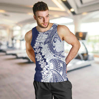 Polynesian Navy Blue Plumeria Lei Men Tank Top with Hammerhead Shark LT7 Navy Blue - Polynesian Pride