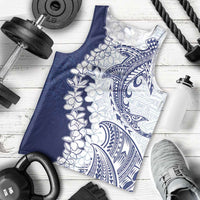 Polynesian Navy Blue Plumeria Lei Men Tank Top with Hammerhead Shark LT7 - Polynesian Pride