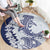 Polynesian Navy Blue Plumeria Lei Round Carpet with Hammerhead Shark