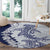 Polynesian Navy Blue Plumeria Lei Round Carpet with Hammerhead Shark