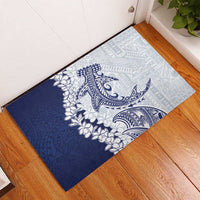 Polynesian Navy Blue Plumeria Lei Rubber Doormat with Hammerhead Shark LT7 - Polynesian Pride