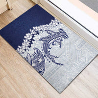 Polynesian Navy Blue Plumeria Lei Rubber Doormat with Hammerhead Shark LT7 - Polynesian Pride