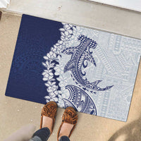 Polynesian Navy Blue Plumeria Lei Rubber Doormat with Hammerhead Shark LT7 - Polynesian Pride