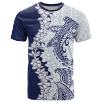 Polynesian Navy Blue Plumeria Lei T Shirt with Hammerhead Shark LT7 Navy Blue - Polynesian Pride