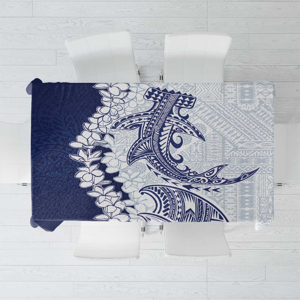 Polynesian Navy Blue Plumeria Lei Tablecloth with Hammerhead Shark LT7 Navy Blue - Polynesian Pride