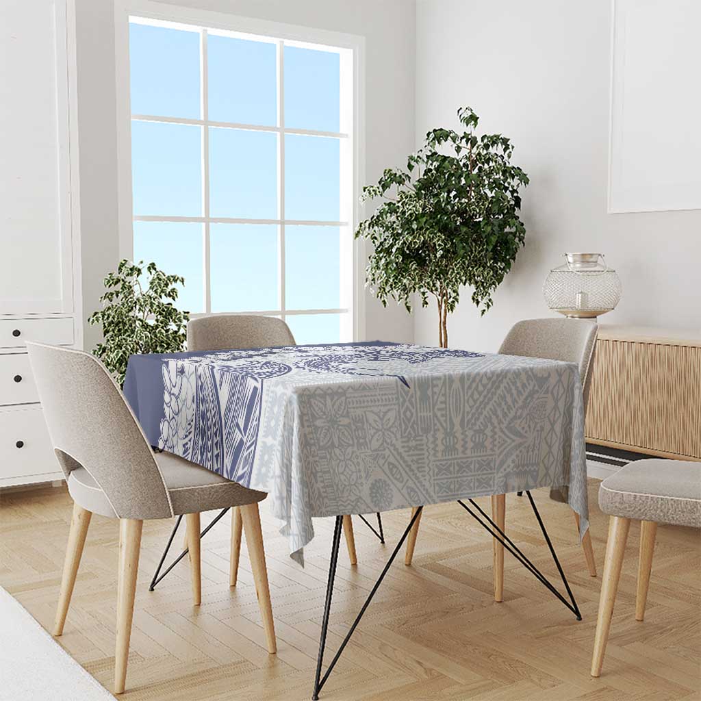 Polynesian Navy Blue Plumeria Lei Tablecloth with Hammerhead Shark LT7 - Polynesian Pride