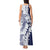 Polynesian Navy Blue Plumeria Lei Tank Maxi Dress with Hammerhead Shark