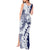 Polynesian Navy Blue Plumeria Lei Tank Maxi Dress with Hammerhead Shark