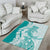 Polynesian Teal Plumeria Lei Area Rug with Hammerhead Shark