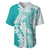 Polynesian Teal Plumeria Lei Baseball Jersey with Hammerhead Shark