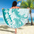 Polynesian Teal Plumeria Lei Beach Blanket with Hammerhead Shark