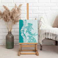 Polynesian Teal Plumeria Lei Canvas Wall Art with Hammerhead Shark LT7 - Polynesian Pride