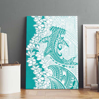 Polynesian Teal Plumeria Lei Canvas Wall Art with Hammerhead Shark LT7 - Polynesian Pride