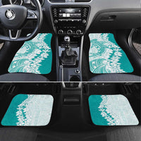 Polynesian Teal Plumeria Lei Car Mats with Hammerhead Shark LT7 Set 4pcs Teal - Polynesian Pride