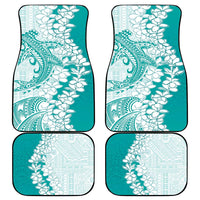 Polynesian Teal Plumeria Lei Car Mats with Hammerhead Shark LT7 - Polynesian Pride