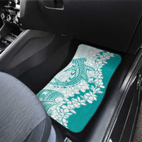Polynesian Teal Plumeria Lei Car Mats with Hammerhead Shark LT7 - Polynesian Pride
