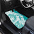 Polynesian Teal Plumeria Lei Car Mats with Hammerhead Shark