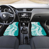 Polynesian Teal Plumeria Lei Car Mats with Hammerhead Shark LT7 Set 2pcs - Front Teal - Polynesian Pride
