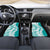 Polynesian Teal Plumeria Lei Car Mats with Hammerhead Shark