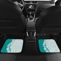 Polynesian Teal Plumeria Lei Car Mats with Hammerhead Shark LT7 Set 2pcs - Back Teal - Polynesian Pride