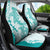 Polynesian Teal Plumeria Lei Car Seat Cover with Hammerhead Shark