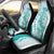 Polynesian Teal Plumeria Lei Car Seat Cover with Hammerhead Shark