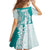 Polynesian Teal Plumeria Lei Family Matching Off Shoulder Maxi Dress and Hawaiian Shirt with Hammerhead Shark