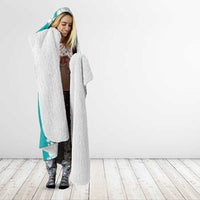 Polynesian Teal Plumeria Lei Hooded Blanket with Hammerhead Shark LT7 - Polynesian Pride