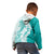 Polynesian Teal Plumeria Lei Kid Hoodie with Hammerhead Shark