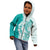 Polynesian Teal Plumeria Lei Kid Hoodie with Hammerhead Shark