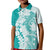 Polynesian Teal Plumeria Lei Kid Polo Shirt with Hammerhead Shark