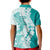 Polynesian Teal Plumeria Lei Kid Polo Shirt with Hammerhead Shark