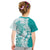 Polynesian Teal Plumeria Lei Kid T Shirt with Hammerhead Shark