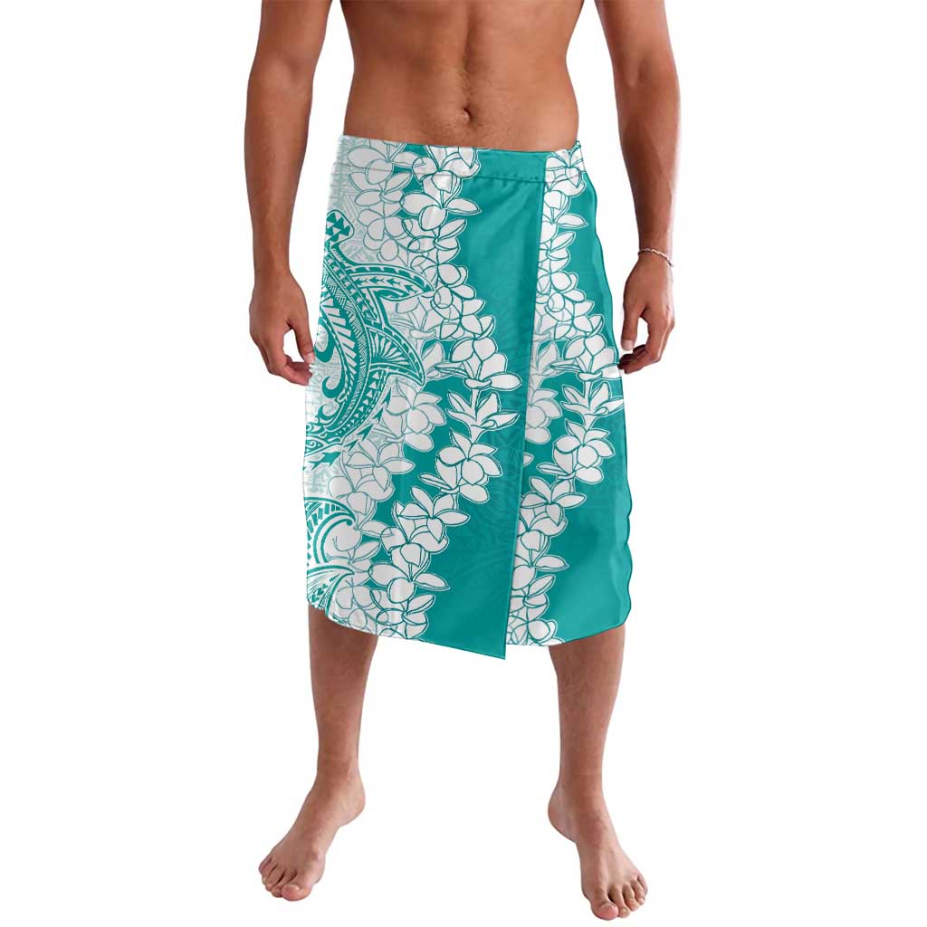 Polynesian Teal Plumeria Lei Lavalava with Hammerhead Shark LT7 Teal - Polynesian Pride