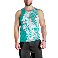 Polynesian Teal Plumeria Lei Men Tank Top with Hammerhead Shark LT7 - Polynesian Pride