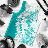 Polynesian Teal Plumeria Lei Men Tank Top with Hammerhead Shark LT7 - Polynesian Pride