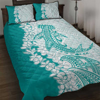 Polynesian Teal Plumeria Lei Quilt Bed Set with Hammerhead Shark LT7 Teal - Polynesian Pride
