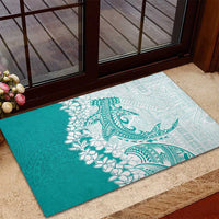 Polynesian Teal Plumeria Lei Rubber Doormat with Hammerhead Shark LT7 - Polynesian Pride