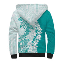 Polynesian Teal Plumeria Lei Sherpa Hoodie with Hammerhead Shark LT7 - Polynesian Pride