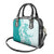 Polynesian Teal Plumeria Lei Shoulder Handbag with Hammerhead Shark