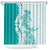 Polynesian Teal Plumeria Lei Shower Curtain with Hammerhead Shark