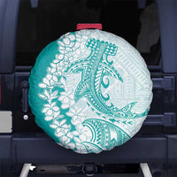 Polynesian Teal Plumeria Lei Spare Tire Cover with Hammerhead Shark LT7 - Polynesian Pride