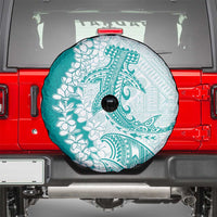 Polynesian Teal Plumeria Lei Spare Tire Cover with Hammerhead Shark LT7 - Polynesian Pride