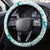 Polynesian Teal Plumeria Lei Steering Wheel Cover with Hammerhead Shark