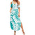 Polynesian Teal Plumeria Lei Summer Maxi Dress with Hammerhead Shark