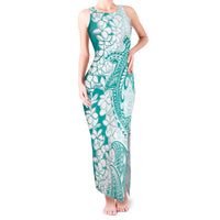 Polynesian Teal Plumeria Lei Tank Maxi Dress with Hammerhead Shark LT7 Women Teal - Polynesian Pride