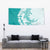 Polynesian Teal Plumeria Lei Tapestry with Hammerhead Shark