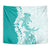 Polynesian Teal Plumeria Lei Tapestry with Hammerhead Shark